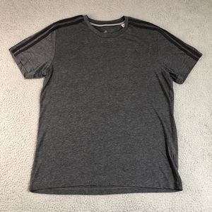 Adidas Shirt Mens Medium Gray‎ Climalite Logo Crew Neck Sportswear Outdoor